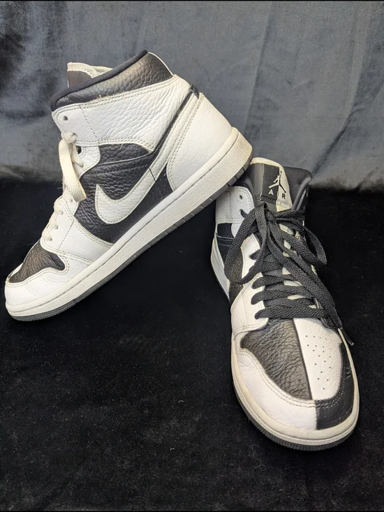 Sz 8M/9.5W Nike Jordans 1 Mid Split Black White Womens Mids Sneakers DR0501-101 - Picture 4 of 15